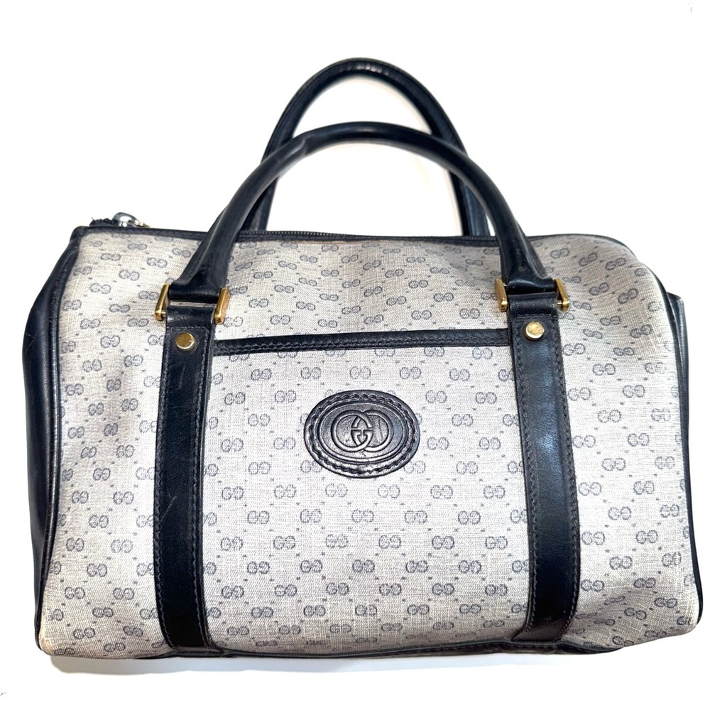 Vintage Gucci Blue Logo Boston Doctor Tote Bag Leather - Picture 16 of 16